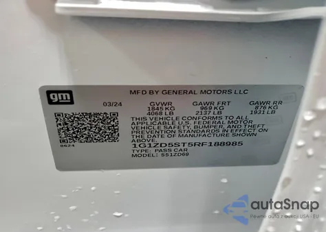 2024 Chevrolet Malibu Lt z USA, uszkodzony, nr VIN 1G1ZD5ST5RF188985